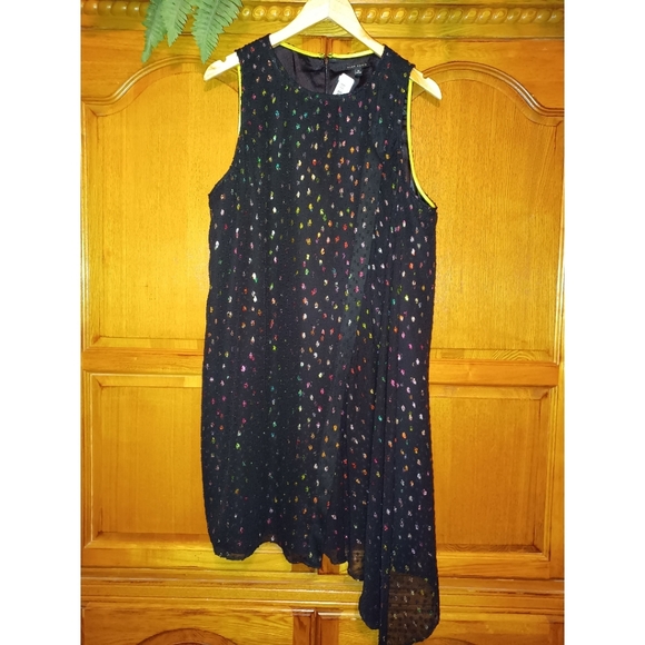 Alex Marie Cassidy Dot Chiffon Assymetric Dress - Picture 14 of 14